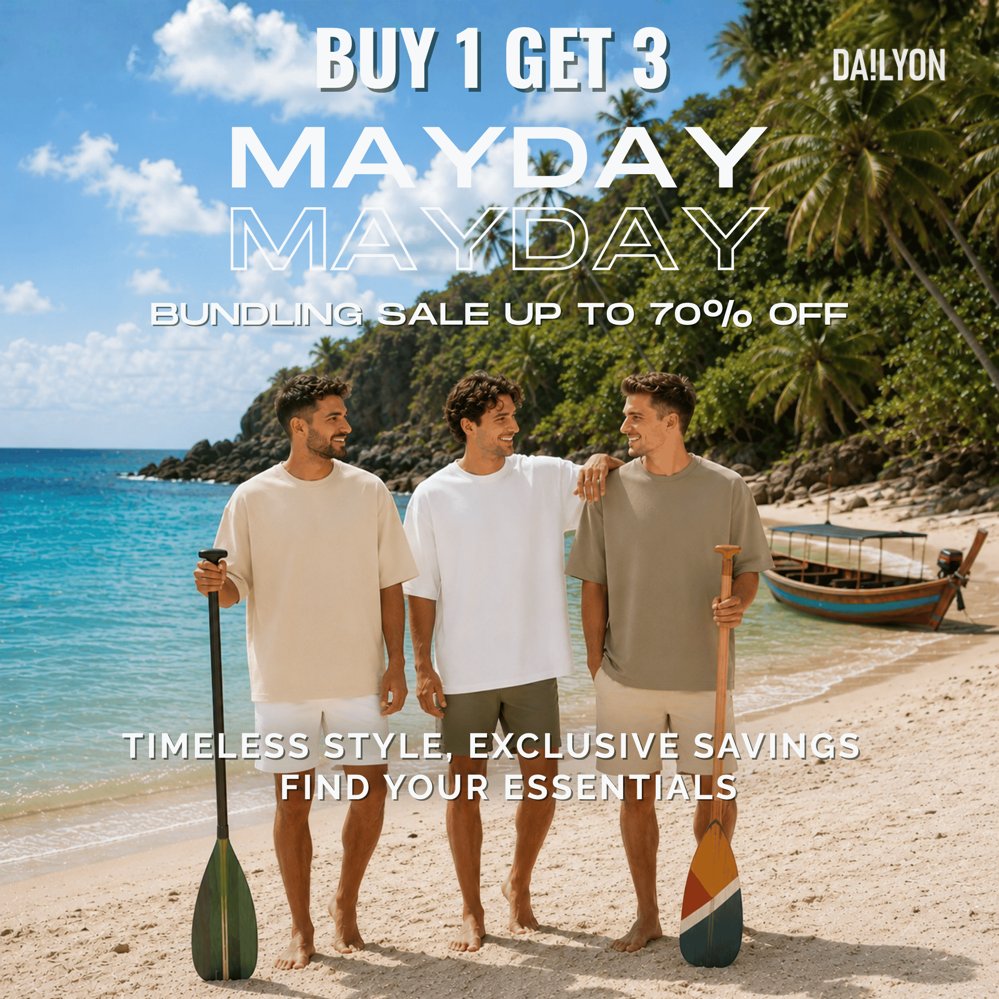 Dailyon Promo Bundling Sale Buy 1 Get 3 Urban Drape Oversized T-Shirt | Beige - White - Khaky
