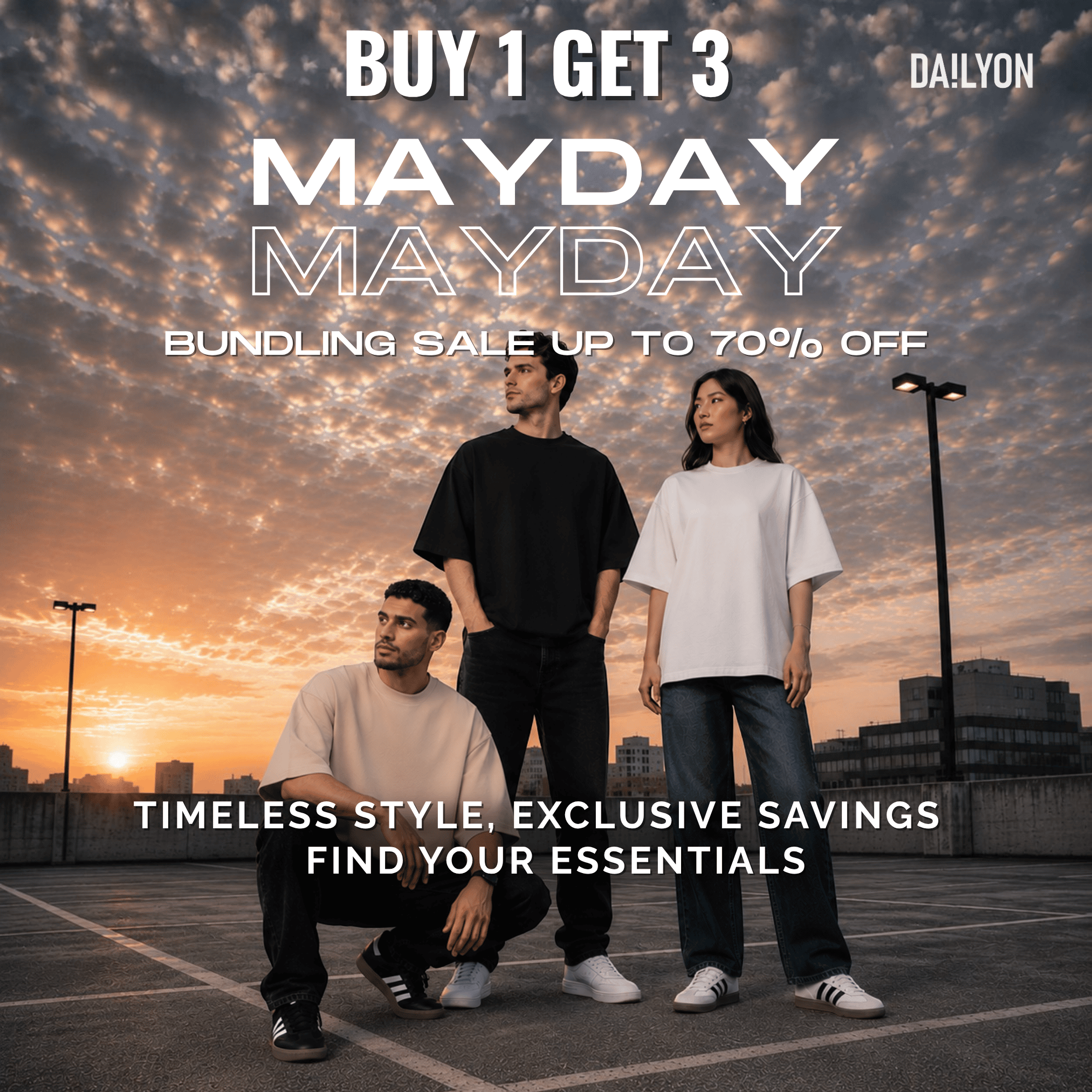 Dailyon Promo Bundling Sale Buy 1 Get 3 Urban Drape Oversized T-Shirt | Beige - Black - White