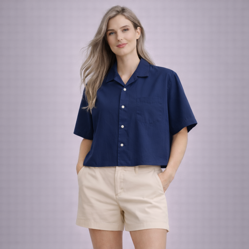 Camp Collar Shirt - Boxy Fit - Female | Navy