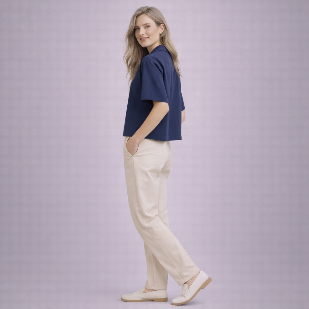 Camp Collar Shirt - Boxy Fit - Female | Navy