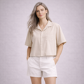 Camp Collar Shirt - Boxy Fit - Female | Beige