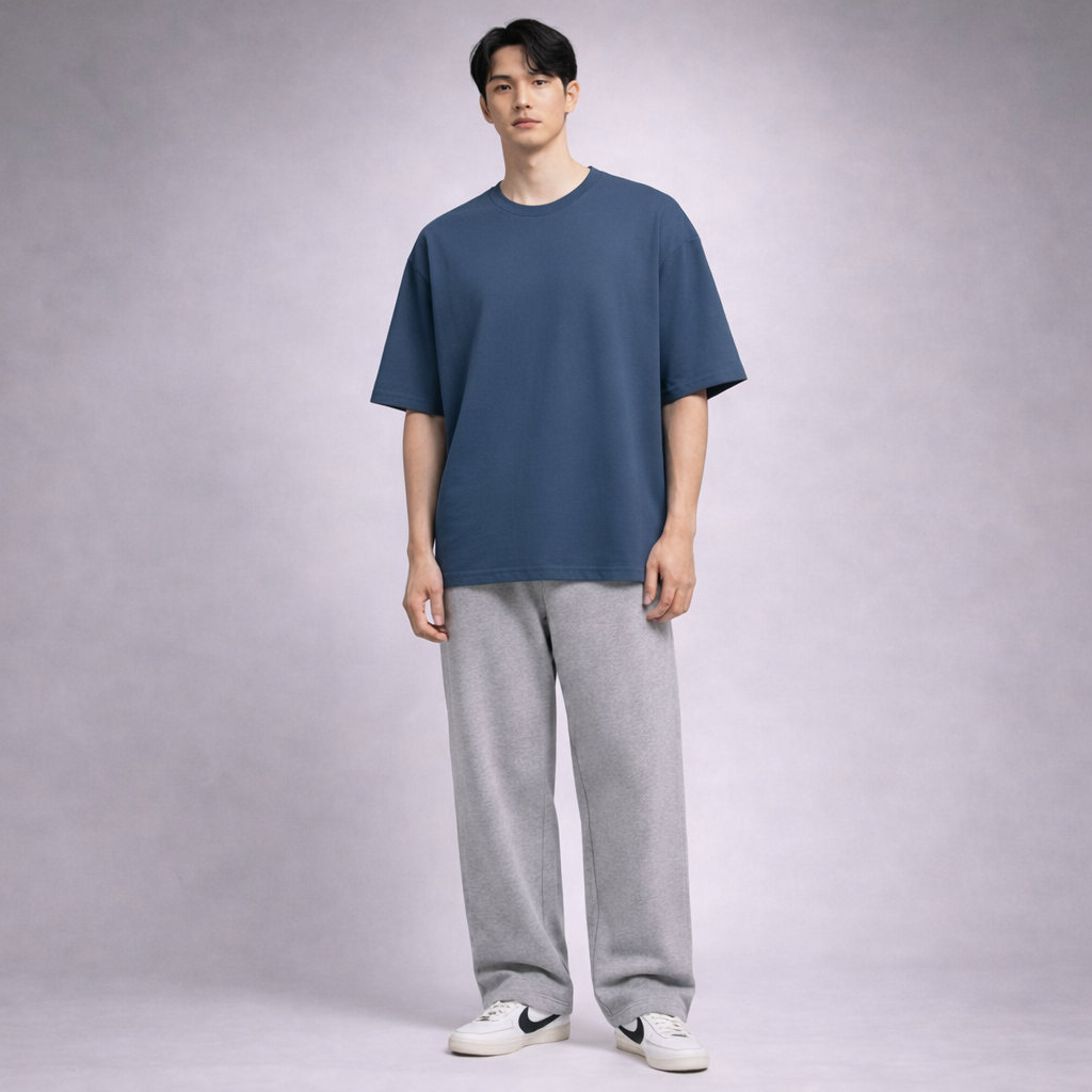 Urban Drape Oversized T-Shirt - Medium Weight | Steel Blue