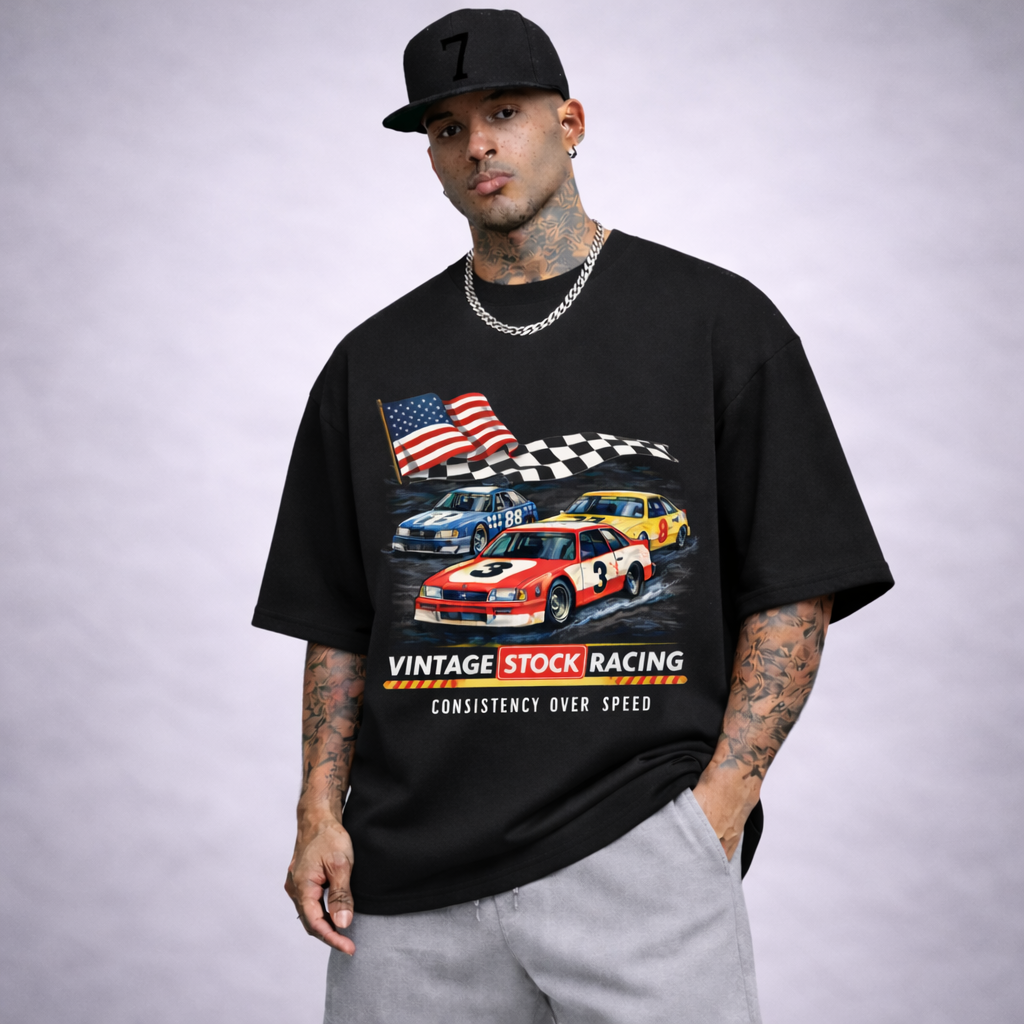 RKYD FIXEFORME Oversized T-Shirt VINTAGE RACING | Black