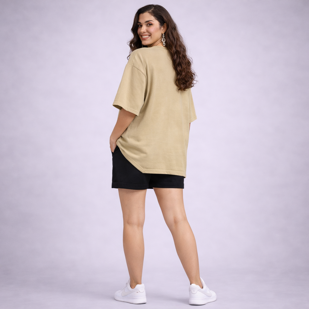 Urban Drape Oversized T-Shirt - Medium Weight | Khaki