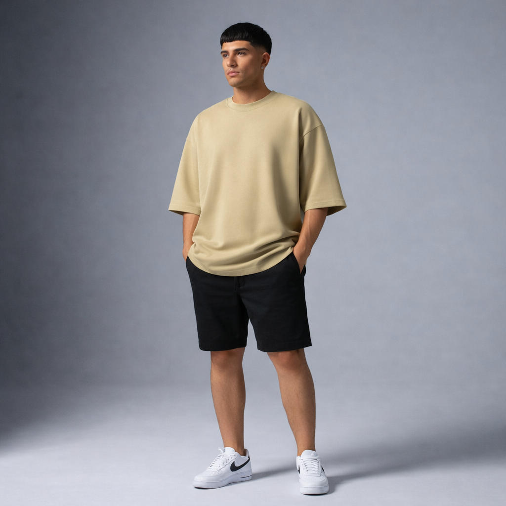 Urban Drape Oversized T-Shirt - Medium Weight | Khaki