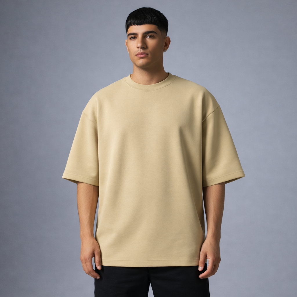 Urban Drape Oversized T-Shirt - Medium Weight | Khaki