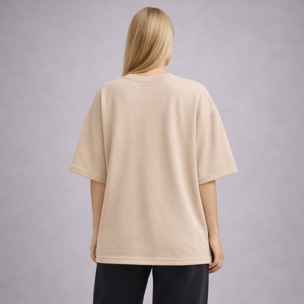 Urban Drape Oversized T-Shirt - Medium Weight | Beige