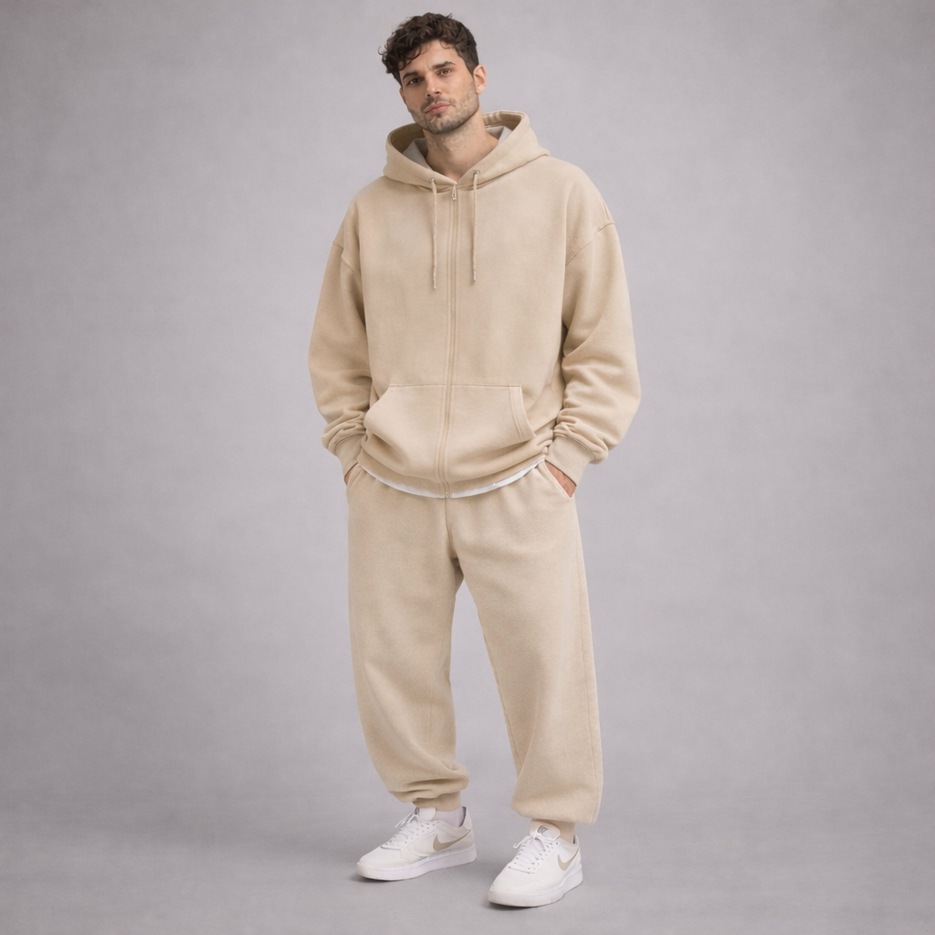 All Day Moving Zip Hoodie | Beige