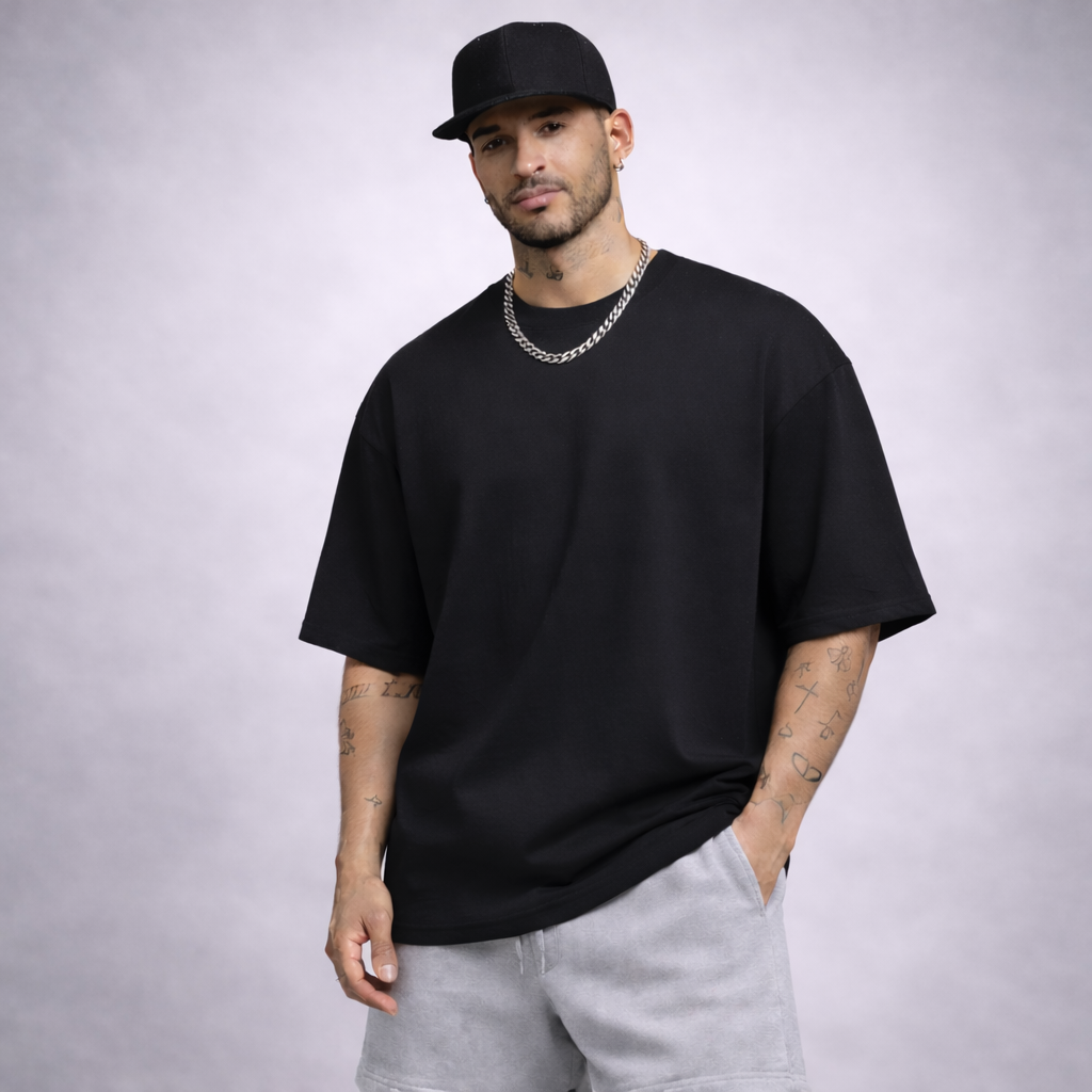 Urban Drape Oversized T-Shirt - Medium Weight | Black