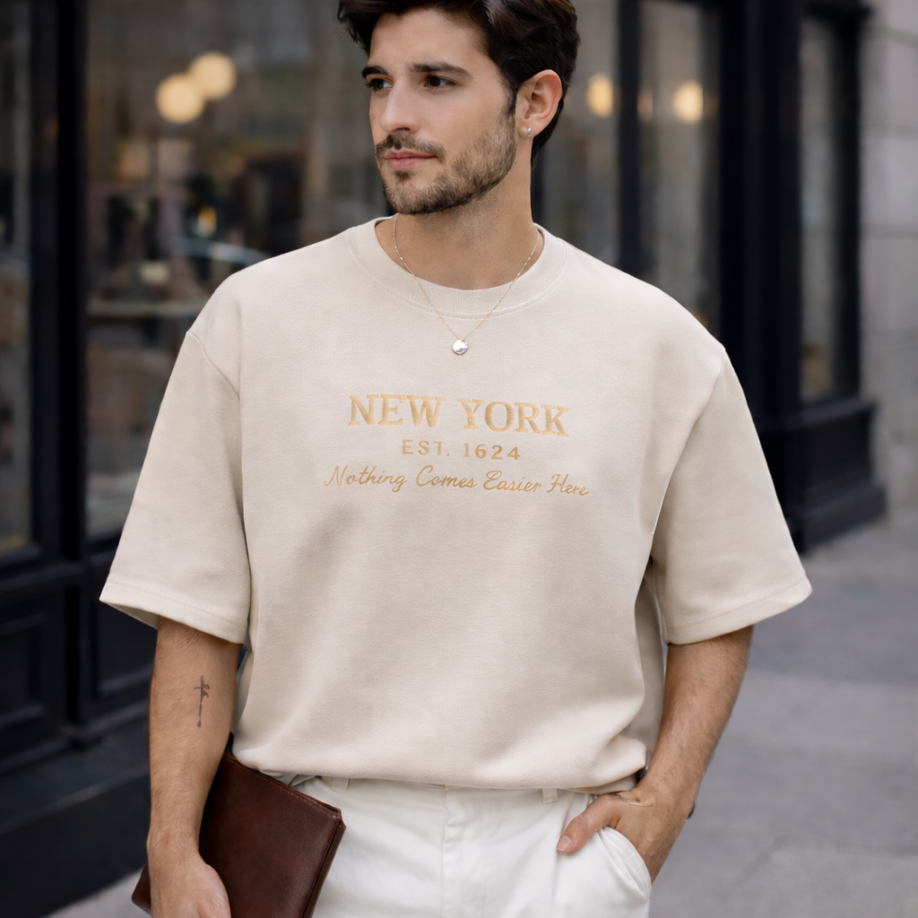 New York Masterpiece Oversized T-Shirt - Heavy Weight | Beige
