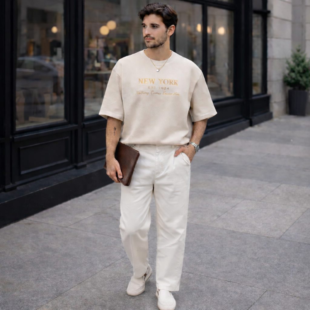 New York Masterpiece Oversized T-Shirt - Heavy Weight | Beige