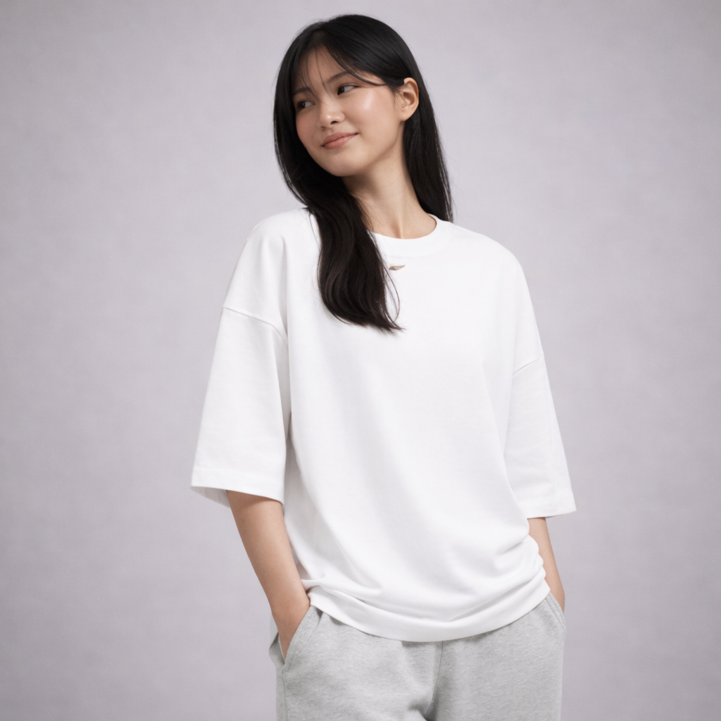 Urban Drape Oversized T-Shirt - Medium Weight | White