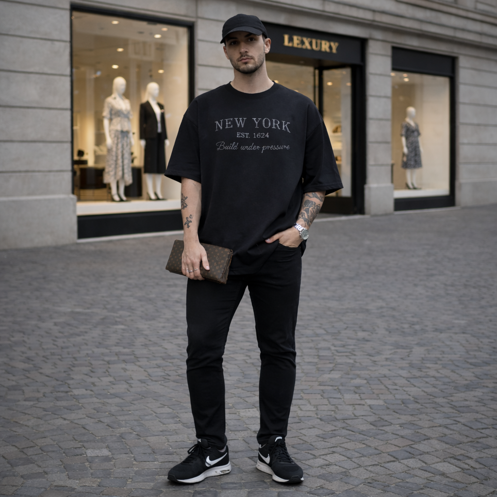 New York Masterpiece Oversized T-Shirt - Heavy Weight | Black