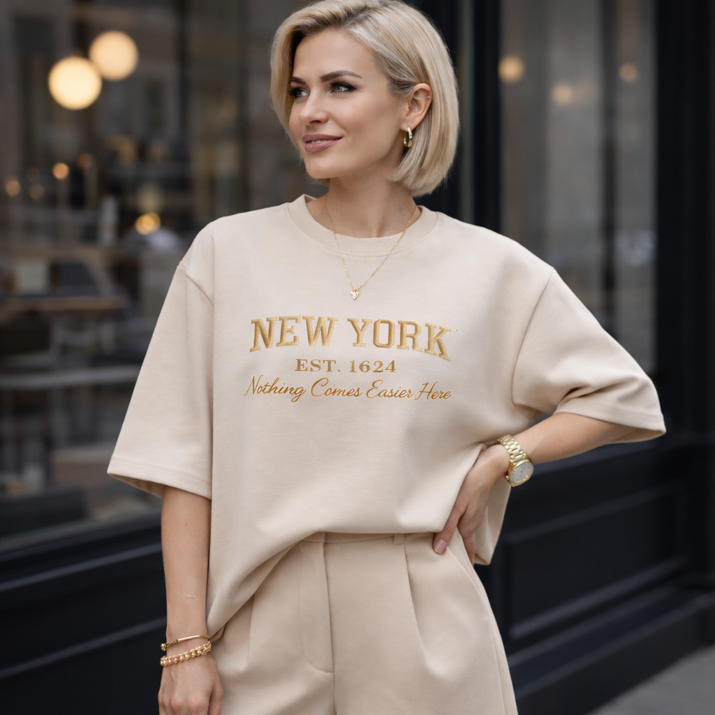 New York Masterpiece Oversized T-Shirt - Heavy Weight | Beige