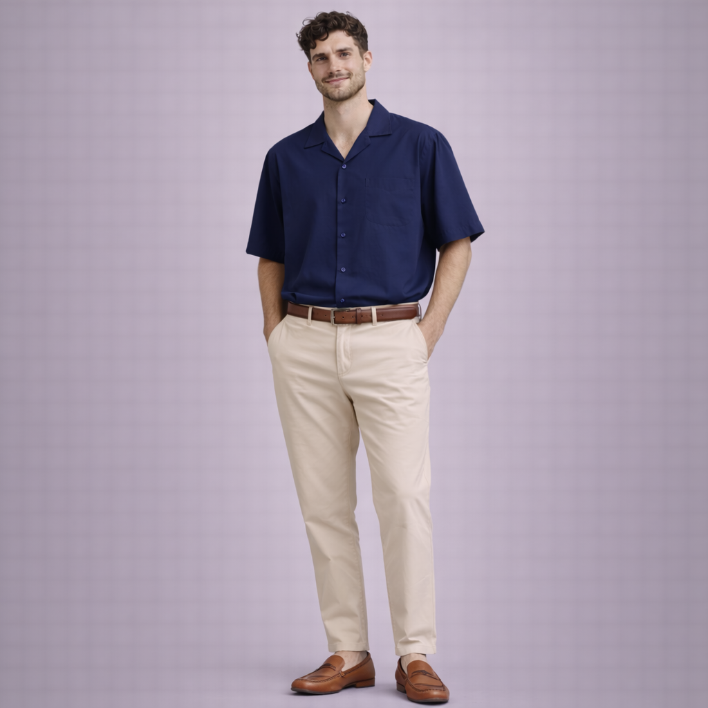 Camp Collar Shirt - Male | Navy