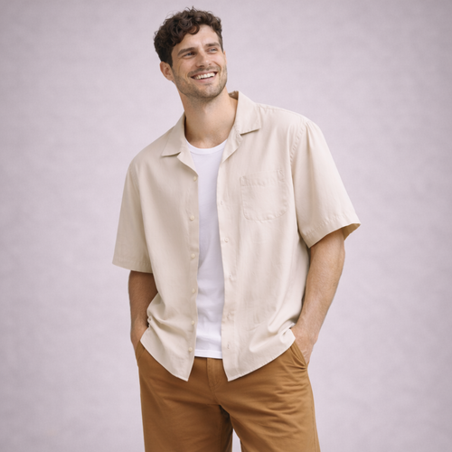 Camisa de cuello alto - Beige