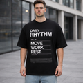 Daily Rhythm Graphic Oversized T-Shirt - Medium Weight | Black