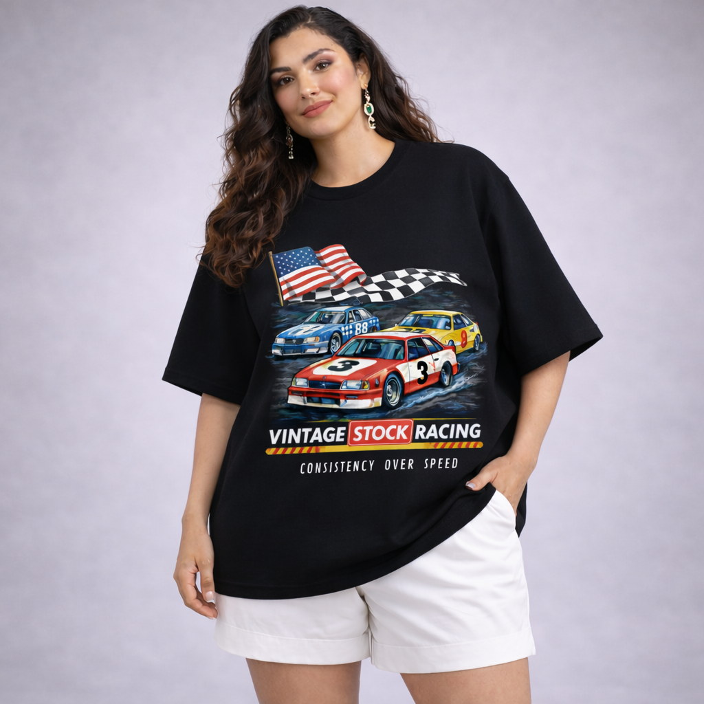 RKYD FIXEFORME Oversized T-Shirt VINTAGE RACING | Black