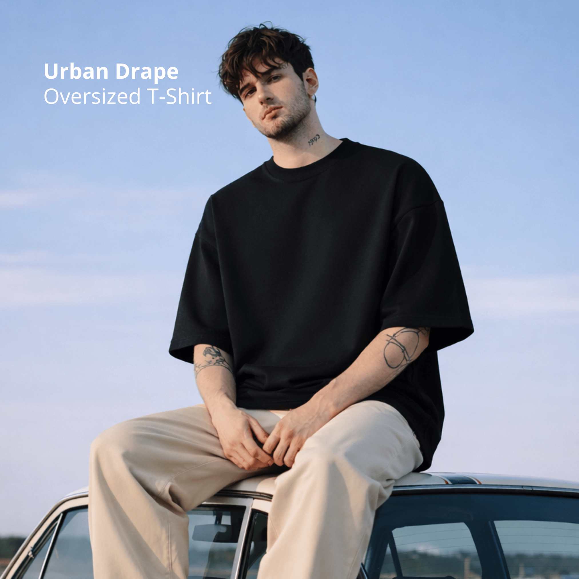 Dailyon Promo Bundling Sale Buy 1 Get 3 Urban Drape Oversized T-Shirt | White - Steel Blue - Black