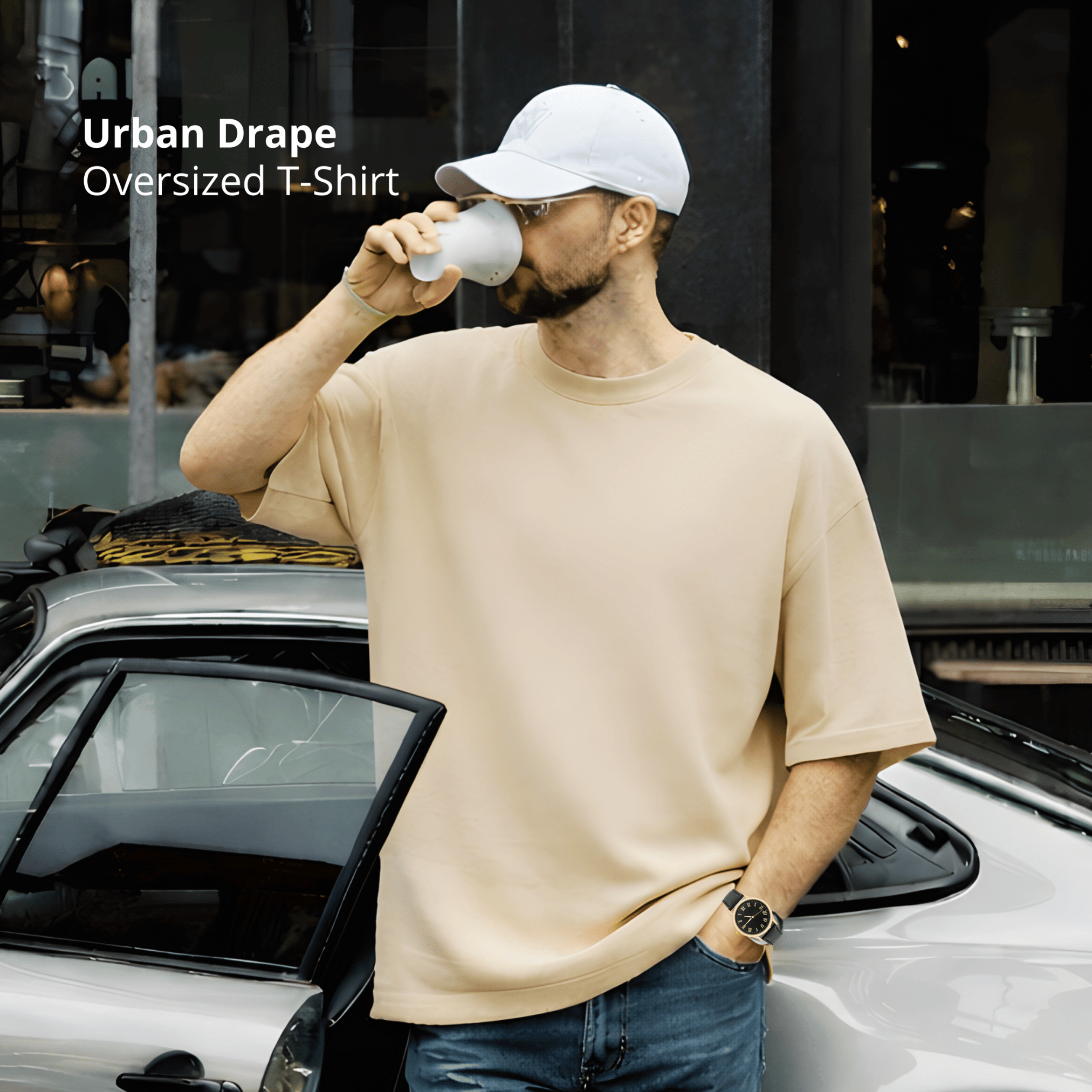 Dailyon Promo Bundling Sale Buy 1 Get 3 Urban Drape Oversized T-Shirt | Beige - White - Khaky